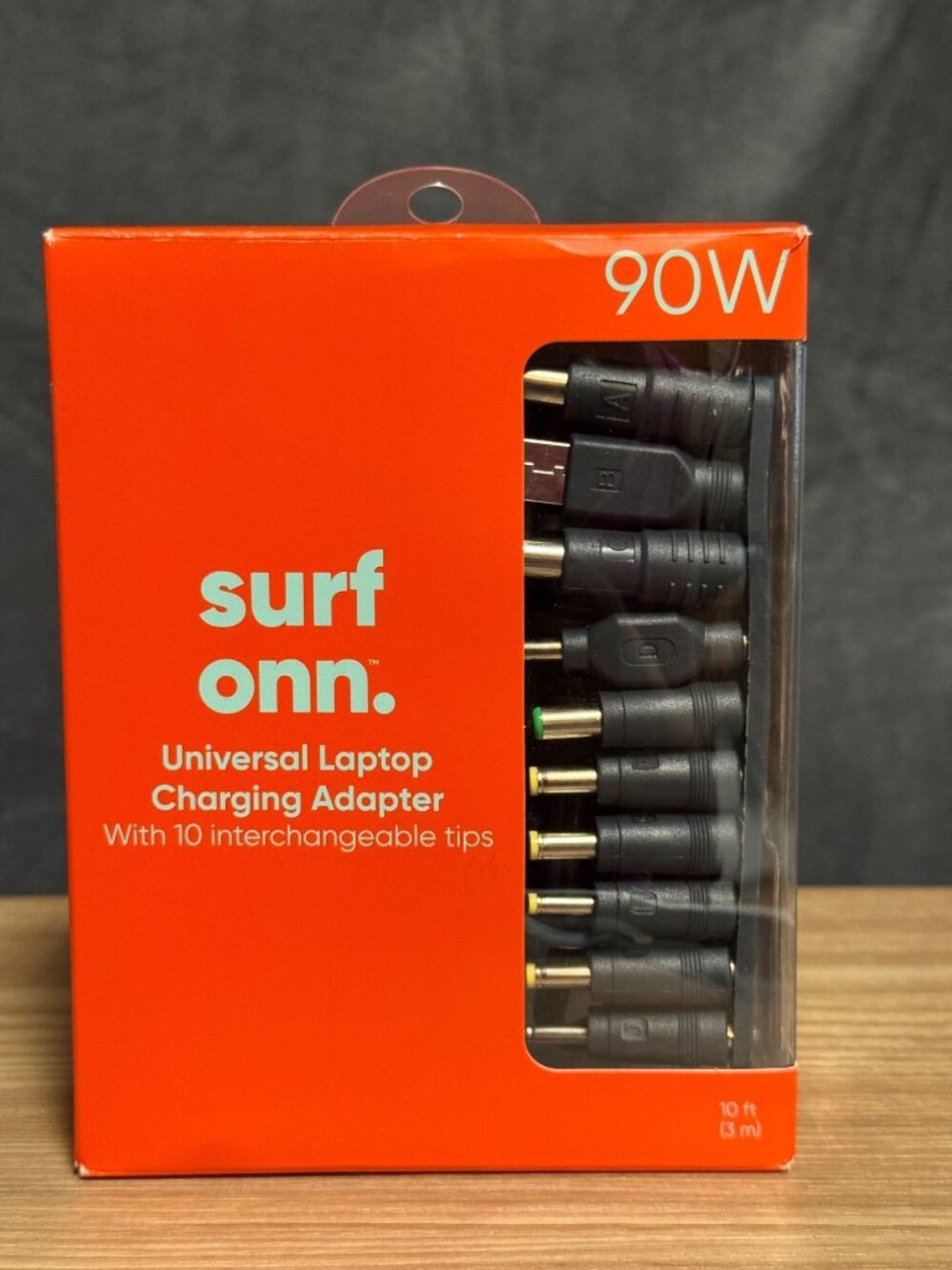 onn. 90W Universal Laptop Charger with 10 Interchangeable Tips Open Box